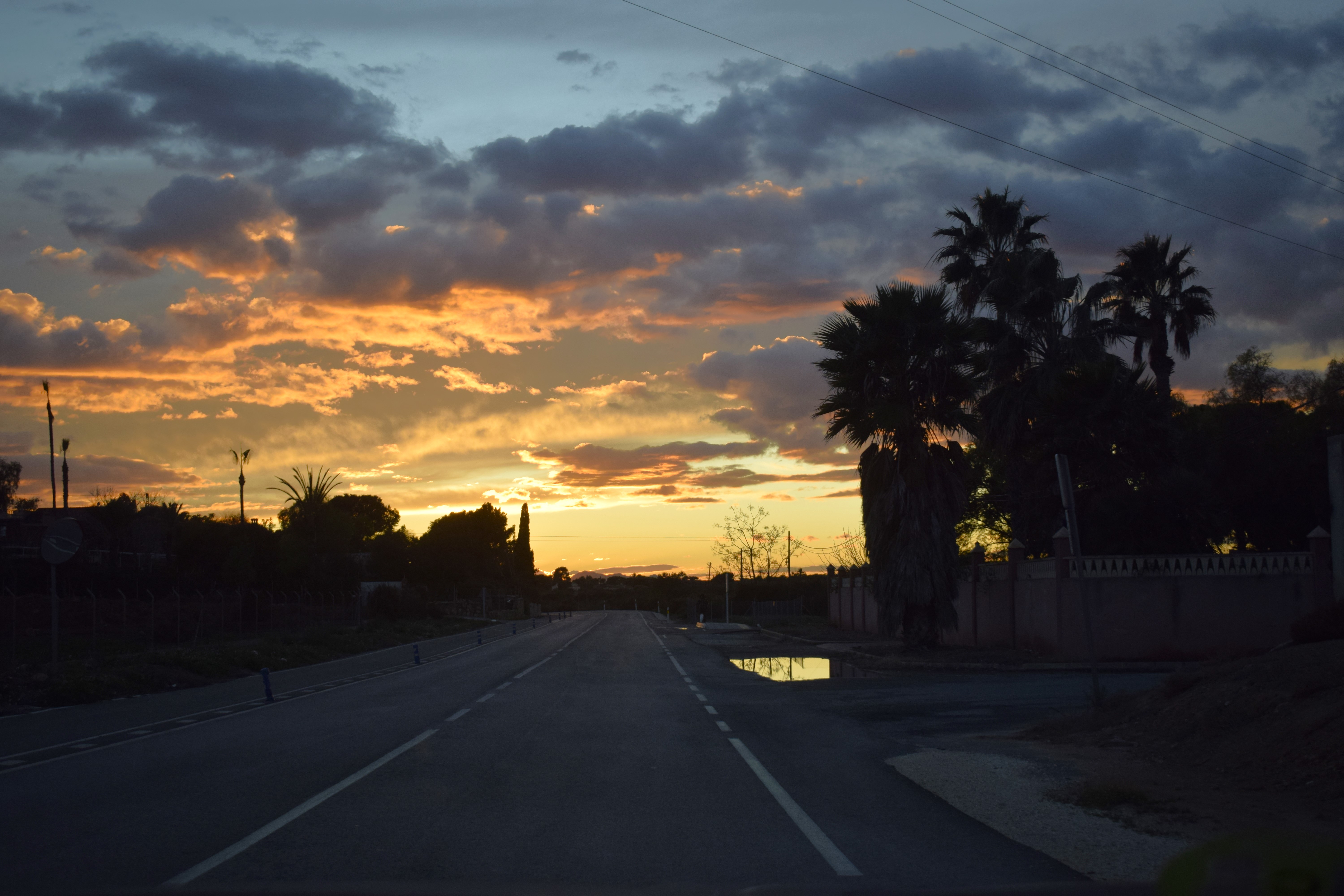 Sunset over a motorway.