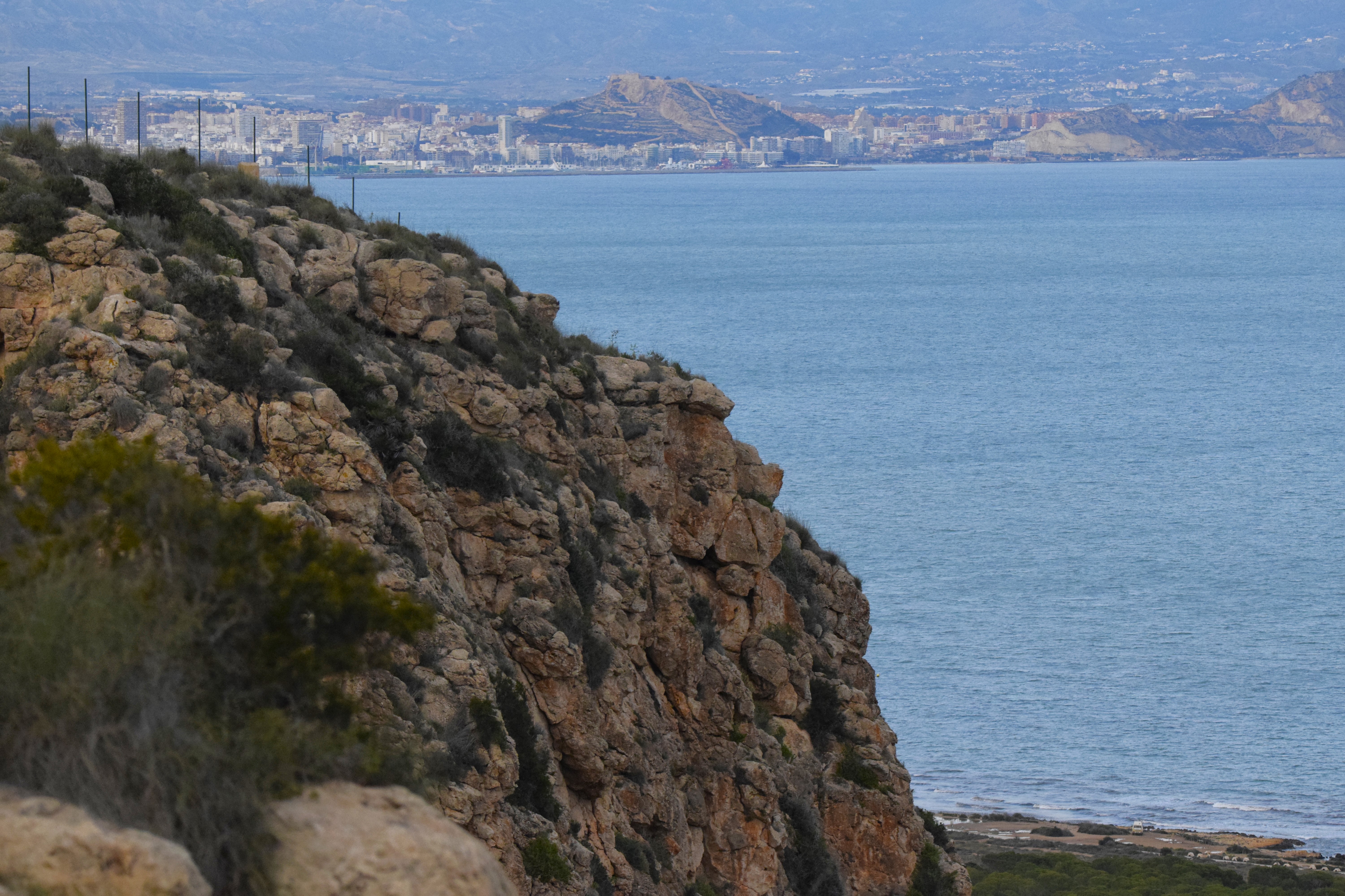 Alicante's skyline, behind a cliff-face.