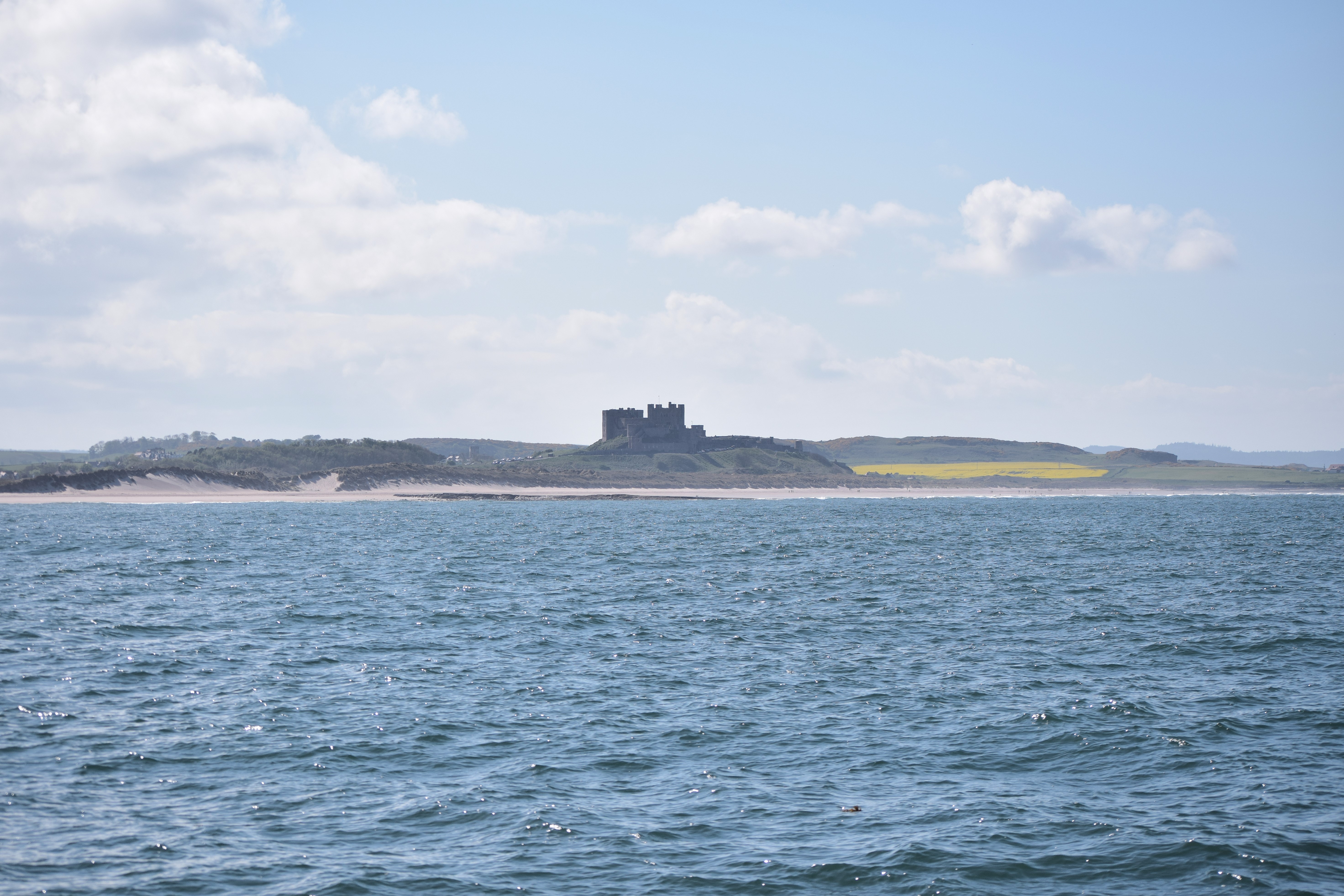 The ancient Bamburgh Castle, as seen from the ferry